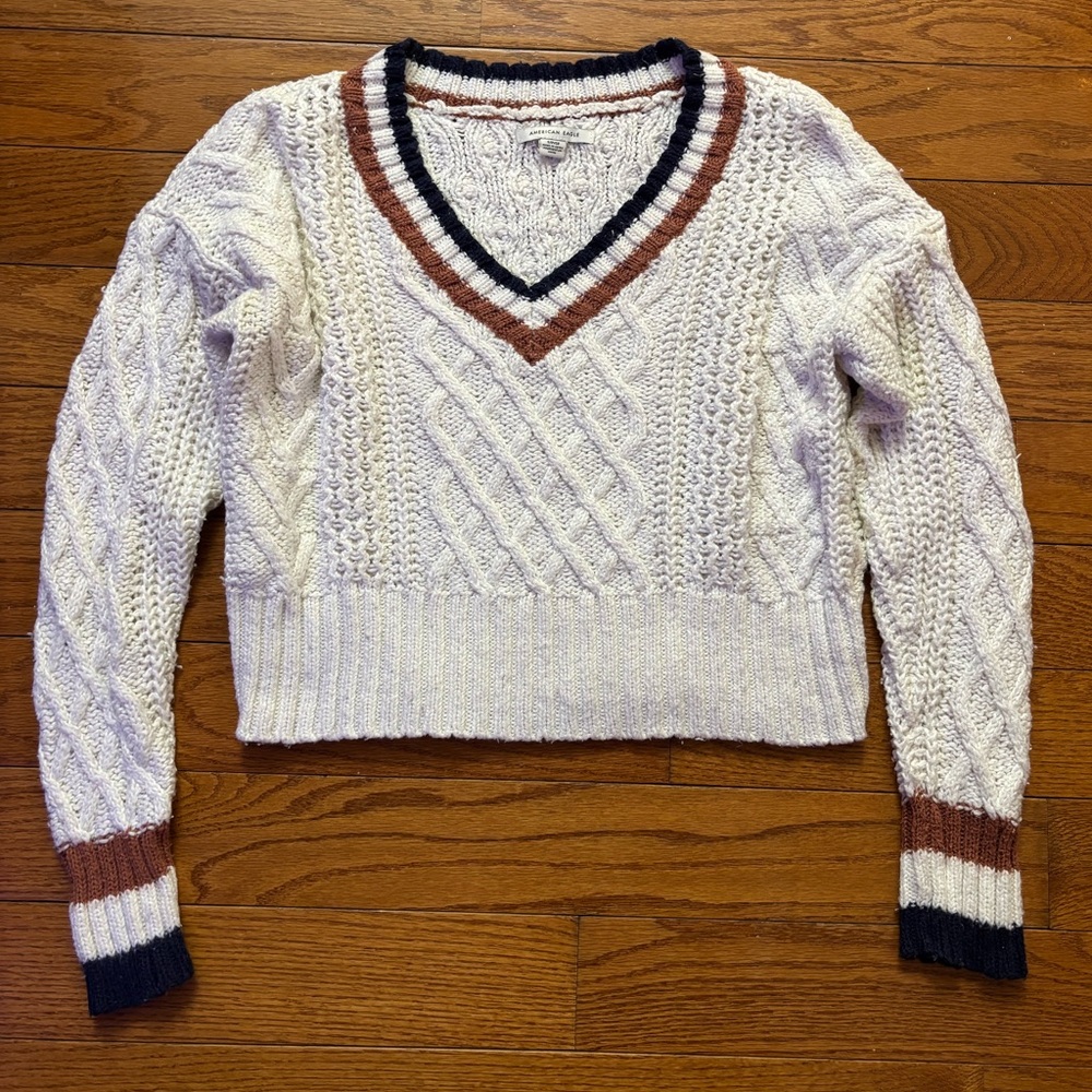 American Eagle V-Neck Cropped Sweater